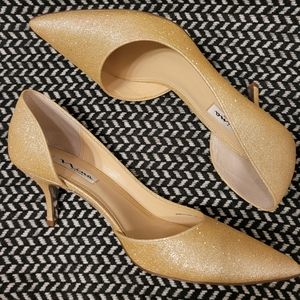 Nina d'orsay gold glitter kitten heels - 9